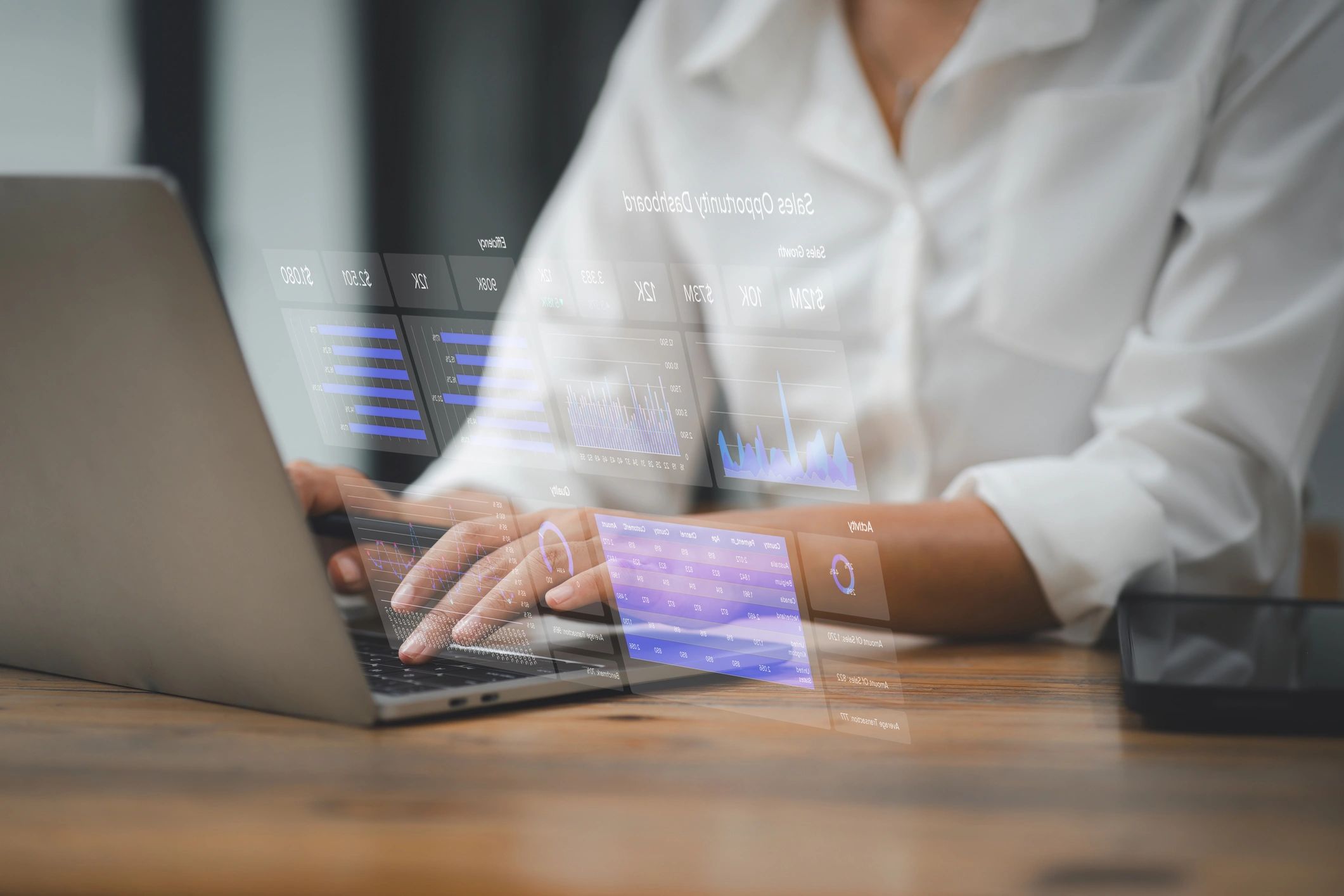 Professional working with data analytics technology